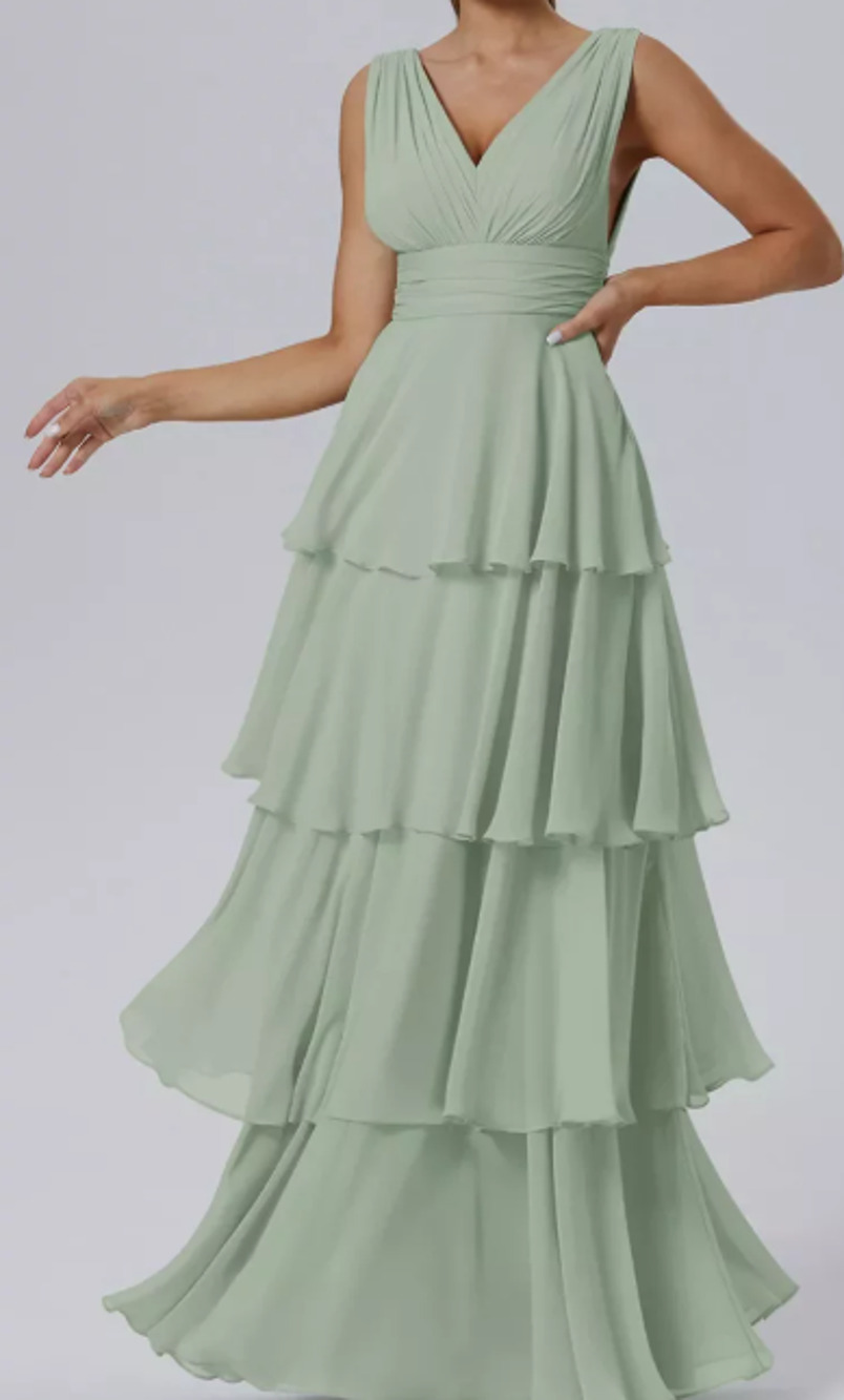 AW BRIDAL 0 XS sage green Amabel chiffon formal bridesmaid maxi dress NEW B20